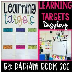 two pictures with the words learning targets and an image of a whiteboard that has writing on it