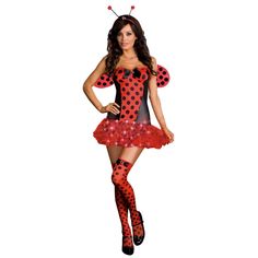 a woman in a lady bug costume