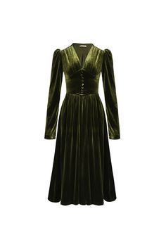 Vintage Wedding Guest Formal Evening Dress V Neck Long Sleeve Floor Le – AEL Studio Wedding Guest Formal, Green Velvet Dress, French Dress, Formal Evening Dress, Midi Dress Party, Jar Crafts, Fashion Design Clothes, Formal Evening Dresses, Retro Dress