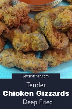 tender chicken gizzards deep fried with dipping sauce