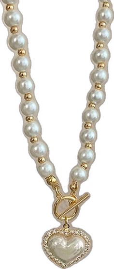 Party Heart-shaped White Pearl Necklace, Elegant Pearl Necklace With Heart Beads For Party, Heart-shaped Pearl Necklace For Party, Trendy White Pearl Necklace With Heart Beads, Party Pearl Necklace With Heart Charm, Party Jewelry With Pearl And Heart Charm, White Pearl Necklace With Heart Charm, Pearl Necklace With Heart Charm For Parties, Elegant Pearl Necklace With Heart Shaped Beads