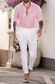 Mens Dress Shirts Outfit, Spring Outfits Men Casual, Pink Shirt Men, Mens Business Casual Outfits, Trendy Mens Fashion