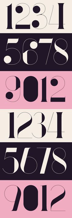 the font and numbers are all black, pink, and white with different shapes on them