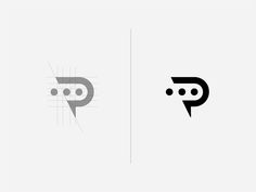 two black and white logos with speech bubbles