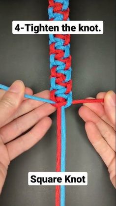 two hands are tying a square knot together