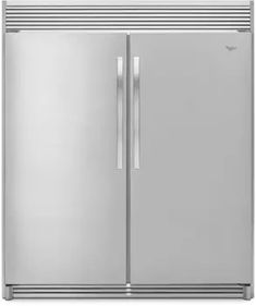 a stainless steel refrigerator freezer with two doors