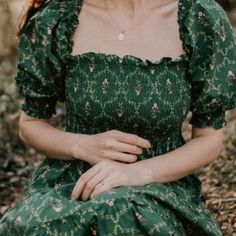 Beautiful Dress Fall Cottage, House Green, Nap Dress, House Dresses, Tiered Midi Skirt, Hill House, House On A Hill, House Dress, Small Bust