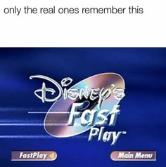 the logo for disney's fast play is shown in this screenshot from an old video game