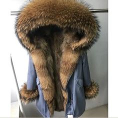 Big Winter Jacket, Long Winter Jacket, Parka Jacket Women, Raccoon Dog, Fur Collar Coat, Real Fur Coat, Fur Clothing, Long Parka