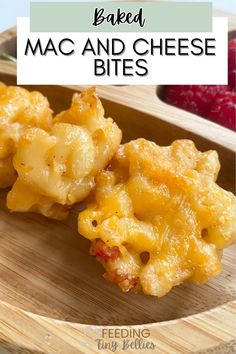 baked macaroni and cheese bites on a cutting board