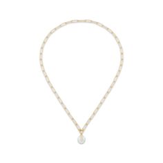 This toggle chain necklace is a luxe look for day or evening. 10K yellow gold The 17-inch paperclip chain necklace secures with a toggle clasp A lustrous 11 x 9mm oval freshwater cultured pearl completes the design Elegant Toggle Necklace With Paperclip Cable Chain, Elegant Round Toggle Necklace With Paperclip Chain, Oval Link Toggle Necklace As Gift, Paperclip Chain Necklace, Toggle Necklace, Toggle Clasp, Pearl Drop, Cultured Pearls, Paper Clip