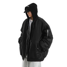 Model is 5ft 9''(176cm) tall, 145 lbs(66kg) weight and wearing a size L168cm 59kg wearing a size M - Hooded- Drawstring- OVERSIZE- Zip-up- 2 colors Cotton Coat, Mens Hooded, Padded Jacket, Outerwear Coats, Hooded Jacket, Zip Ups, Coats Jackets, Thing 1, Sleeve Length