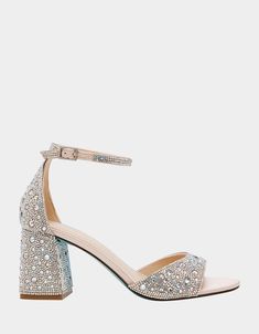 KAMI RHINESTONE Stable Block, Sparkly Wedding Shoes, Sparkly Shorts, Betsey Johnson Clothes, Sparkly Heels, Rhinestone Embellishments, Women's Heels, Heel Sandal, Blue Jewelry