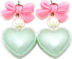 Sweet Green Jewelry For Gifts, Cute Green Earrings For Birthday, Cute Heart Earrings For Party, Cute Green Heart Earrings For Gift, Cute Heart Charm Earrings For Party, Cute Party Earrings With Heart Charm, Cute Heart Bead Earrings For Party, Cute White Heart Earrings For Party, Kawaii Earrings For Valentine's Day Party