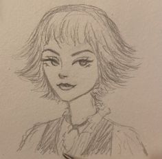 a drawing of a woman with short hair