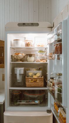 an open refrigerator filled with lots of food