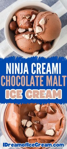 This Ninja Creami chocolate malt ice cream recipe is perfection! It's rich and creamy, with the toasty, nutty flavor of malt powder. And don't forget to add some Whoppers as a garnish! Malt Ice Cream Recipe, Malt Ice Cream, Malt Powder, Ninja Creami Recipes, Chocolate Ice Cream Recipe, Sugar Free Pudding