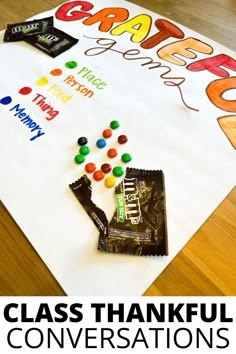 this is an image of a thank you sign with candy