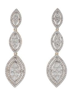 Rhodium-Plated & 14K Yellow Gold Diamond Drop Earrings, Diamond Drops, Rhodium Plated, Plating, Yellow Gold, Jewelry Earrings, Drop Earrings, Gold