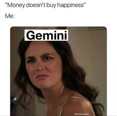 a woman looking at the camera with text that reads, money doesn't buy happiness me genni