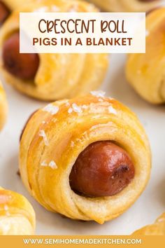 crescent roll pigs in a blanket with text overlay