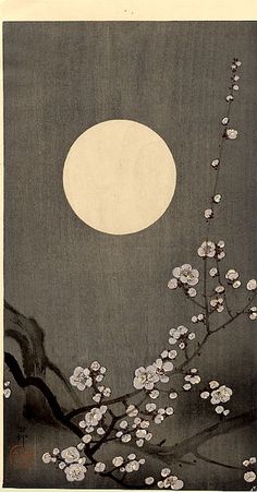 Branch and moon | Ohara Koson (via www.incisione.com) | missmac | Flickr Harvest Moon, Moon Goddess