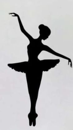 the silhouette of a ballerina in black and white