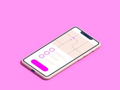 a cell phone is shown on a pink background