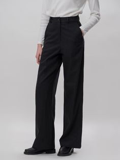 Composition : LINEN 55% COTTON 25% RAYON 20%Color : BLACKCountry of Origin : KOREA Tailored Black Wide Leg Pants For Business Casual, Business Black Wide Leg Pants With Pockets, Black Wide Leg Pants With Pockets For Business, Black Tailored Wide Leg Pants, Business Black Wide-leg Dress Pants, Modern Black Wide Leg Pants, Modern Black Wide Leg Full Length Pants, Modern Black Wide Leg Pants Full Length, Modern Black Pants For Office