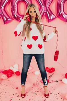 Valentin Photoshoot, Valentines Pics, Trendy Long Sleeve Valentine's Day Sweater, Valentines Day Styled Shoot, Trendy Valentine's Day Sweater With Heart Graphic, Casual Pink Valentine's Day Sweater, Open Back Sweater, Calligraphy Branding, Trendy Heart-shaped Valentine's Day Sweater