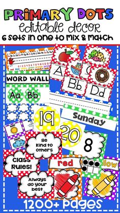 the back to school printables for primary and middle school students are shown in this set