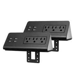 A working space or guest room, even if the home needs powerful power outlets for solving power charging problems, the item with 3 US power sockets rating 10A 125V 1250W 60Hz, and 4 USB charge ports rating is total of 5V 4A output max. You just need to put it on the edge of the table and install it via mounted screws, easy installation, then you can enjoy it bring your convenience. GDL | GDL Two Desk Edge Mount Power Outlets w / Usb Charge Ports 2.75 H x 2.95 W x 6.69 D in / gray in Black | 6.69" Newage Products, Working Space, Surge Protector, Electrical Appliances, Electrical Outlets, Extension Cord, Power Outlet, Basement Remodeling, Electrical Supplies