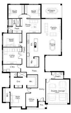 the floor plan for an apartment with three bedroom and two bathrooms, one living room