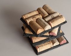 a stack of wine corks sitting on top of each other