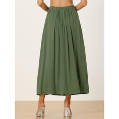 The casual midi line skirt is a must-have for any fashion-forward wardrobe. The side zipper is easy to put on and take off. Styled with the blouse, sweater, blazer, and high heels as your chic look! Suit for spring/summer/autumn and many occasions, such as work, parties, meetings, dances, dates, and vacations. Long Skirt For Day Out In Solid Color, Solid Color Long Skirt For Day Out, Spring Solid Color Midi Bottoms, Knee-length Solid Color Maxi Skirt, Solid Color Flowy Midi Skirt, Knee-length Solid Color Bottoms For Day Out, High Waist Skirt With Side Zipper For Spring, Green Midi Length Lined Skirt, Summer Skirt With Zipper Closure