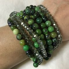 Beautiful Bright Green Lapis And Green Crystal Bracelet. 8 Strands Of Beads! Boutique Purchased No Flaws. 3”W 8”L Green Crystal Bracelet, Green Crystal, Crystal Bracelet, Green Crystals, Bright Green, Crystal Bracelets, Womens Jewelry Bracelets, Women Jewelry, Boutique