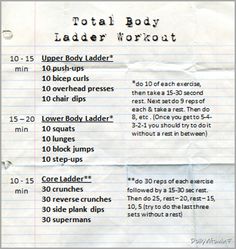 the total body ladder worksheet with instructions for each step in order to gain weight