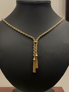 This Magnificent Piece of Jewelry is Retro, dating back to circa 1960's yet it's in remarkable condition Of Italian provenance,  designed as torsion (which translates as "twist" from French) / lariat chain,  this piece was typical for high class society of those days,  but quite extraordinary today.  Meticulously crafted in 9K Yellow twisted "rope" chain,  intertwined with a striking 9K white gold box chain  White & yellow gold contrast but compliment each other nicely  Secured by a secure & sol Luxury Elegant Long Yellow Gold Necklace, Luxury Vintage Jewelry With Rope Chain, Luxury Long Yellow Gold Necklace, Vintage Lariat Jewelry, Classic Yellow Gold Lariat Necklace For Formal Occasions, Vintage Yellow Gold Long Necklace, Adjustable Yellow Gold Lariat Necklace For Formal Occasions, Vintage Long Yellow Gold Necklace, Vintage Yellow Gold Rope Chain Necklace