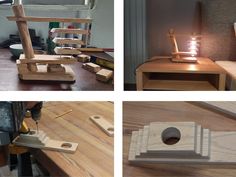 three different views of a woodworking project