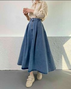 Korean Skirt Outfits Long, Hijab Fashion Summer, Long Skirt Fashion, Modest Fashion Hijab, Muslim Outfits Casual, Hijabi Fashion Casual, Modest Dresses Casual