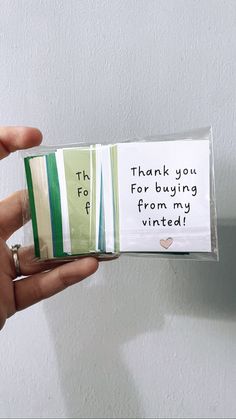 someone is holding up a card that says thank you for buying from my vintage