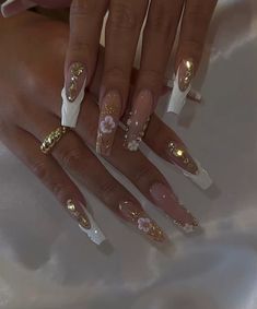 Art French Nails, Nail Art French, Nails Floral, Nails 3d, Pretty Gel Nails, Really Cute Nails