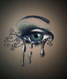 a drawing of an eye with tears coming out of the iris's tears