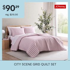 the city scene grid quilt set is $ 90 99