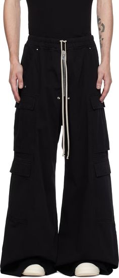 Rick Owens DRKSHDW: Black Porterville Double Jumbo Belas Cargo Pants | SSENSE Black Pants Men, Cotton Twill