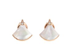 Divas Dream Earrings In 18 Kt Rose Gold, Set With Mother-of-pearl And Pavé Diamonds. Bulgari Divas Dream, Earrings Bvlgari, Bvlgari Divas Dream, Bvlgari Earrings, Dream Earrings, Bulgari Jewelry, Bvlgari Jewelry, Fan Earrings, Set Necklace