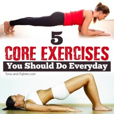 a woman doing exercises on the floor with text overlay that reads, 5 core exercises you should do every day