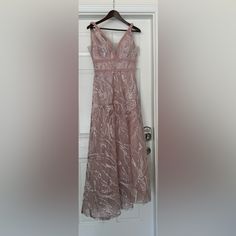 Beautiful Mauve Beaded And Embellished Gown. Worn One Time, Size 6, Like New, Needs Slight Hem On The Bottom. Beaded Floor-Length Gown From Basix Features A Sleek V-Neck And V’d Back Dresses Light Pink, Embellished Gown, Pink Mauve, Floor Length Gown, One Time, Floor Length, Light Pink, Like New, Sleek