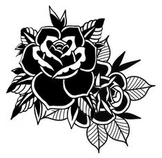 Traditional Black Rose Tattoo, Old School Tattoo Rose, Traditional Tattoo Cover Up, Rose And Dagger Tattoo, Traditional Tattoo Stencils, Purple Rose Tattoos, Red Tattoo Ideas, Abstract Tattoo Ideas, Red Ink Tattoo