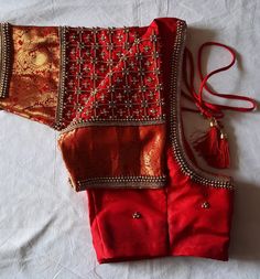 Chilly red kanchipuram silk blouse with beautiful hand emb (aari ) done with golden beads and stones. It can be customized to any colour and size. Pl leave a msg for customization. Product colour may slightly vary due to photographic lighting sources or your device settings. For customization i will send you the measurement chart which you can fill and send it back to me . Light Maggam Work Blouse Designs, Merun Colour Aari Blouse Design, Red Pattu Saree Blouse Designs, Red Colour Aari Work Blouse Design, Maroon Blouse Aari Work Designs, Red Blouse Designs Indian Weddings, Red Colour Blouse Designs, Wedding Aari Work Blouse, Aari Work Blouse Wedding